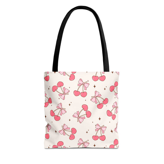 Charming Cherry Print Tote Bag