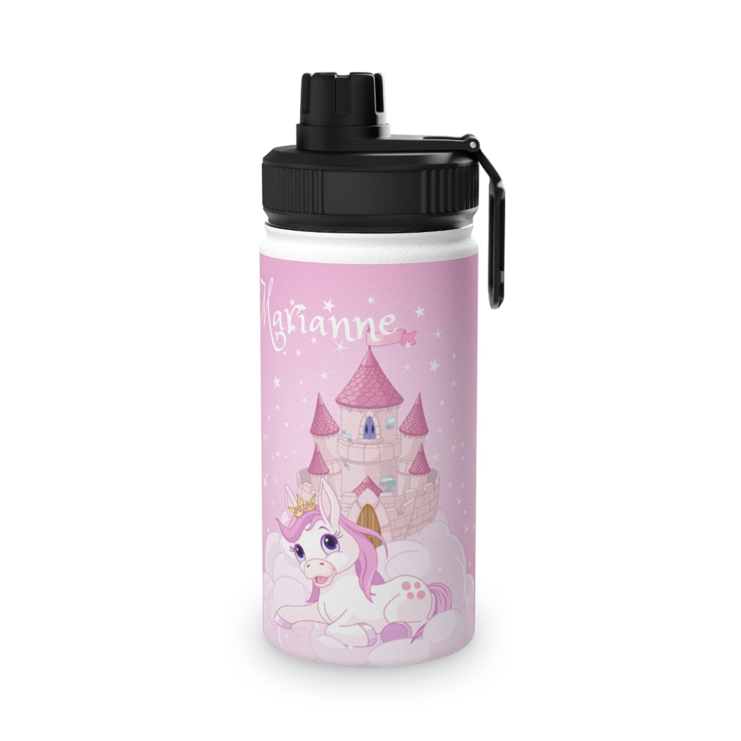 Kids Water Bottle Princess Horse Pink Personalized Name