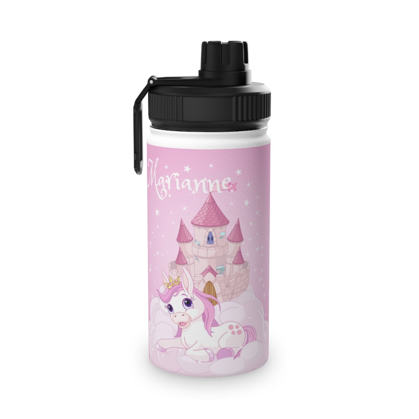 Kids Water Bottle Princess Horse Pink Personalized Name